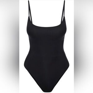 Amazon Black One-Piece Swimsuit with Slim Straps